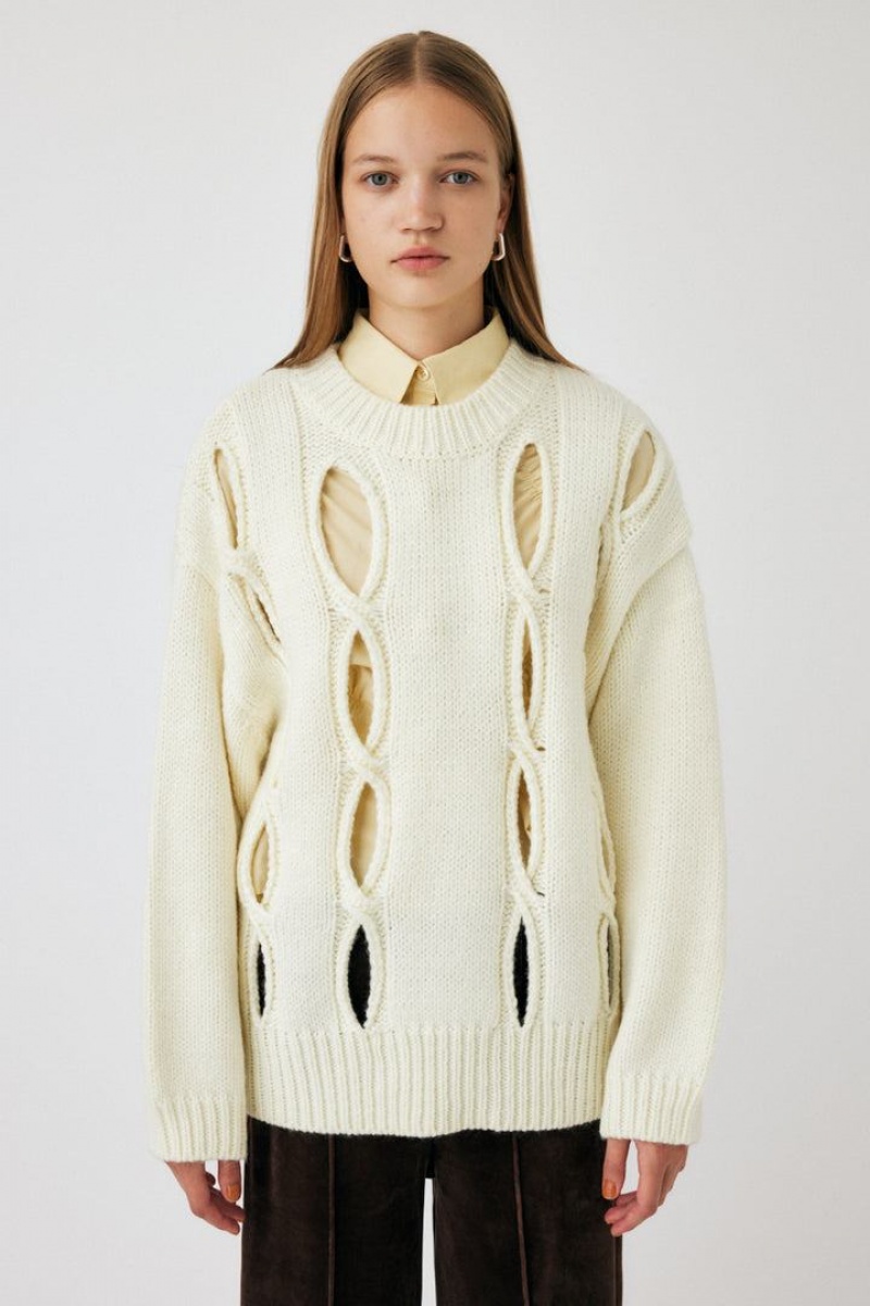 Dámské Svetry Moussy Cut Out Design Knit Bílé | JTT6210EE