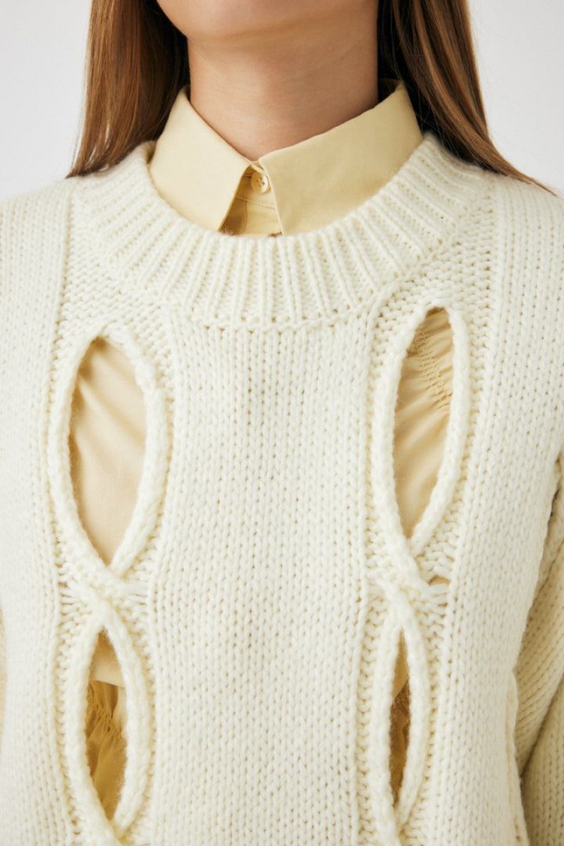 Dámské Svetry Moussy Cut Out Design Knit Bílé | JTT6210EE