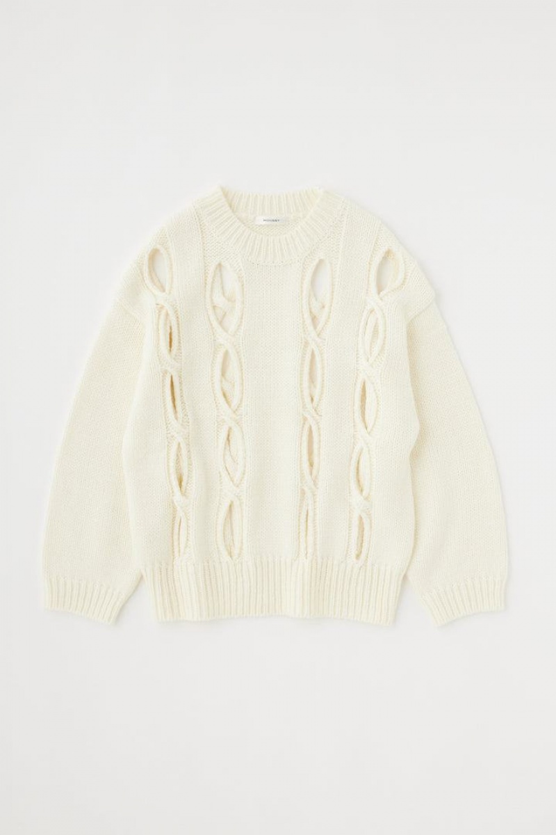 Dámské Svetry Moussy Cut Out Design Knit Bílé | JTT6210EE