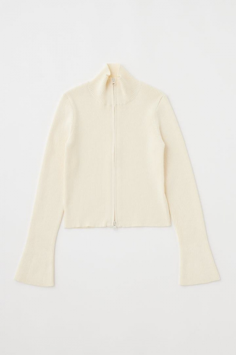 Dámské Svetry Moussy Double Zip Knit Top Bílé | OXQ7817QD