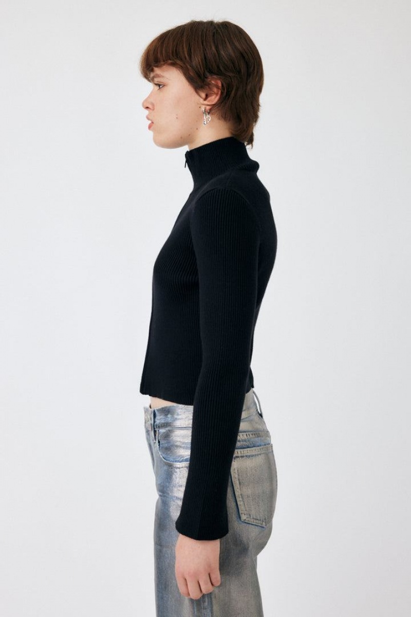 Dámské Svetry Moussy Double Zip Knit Top Černé | QWM6222LZ