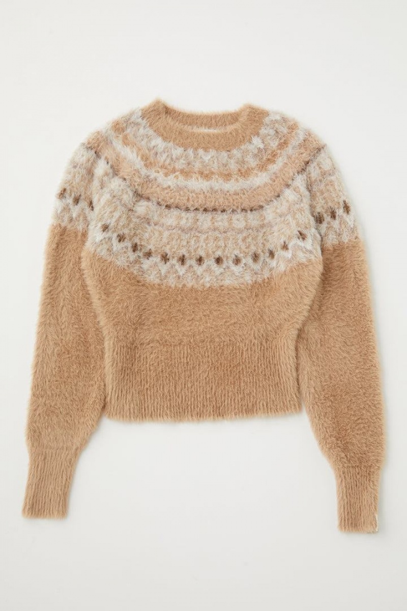 Dámské Svetry Moussy Fair Isle Knit Top Hnědožlutý | RUE8027QS