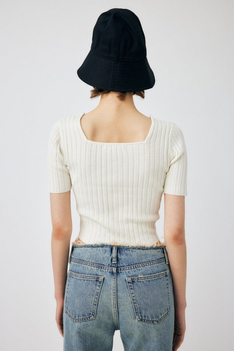 Dámské Svetry Moussy Front Button Knit Top Bílé | XEL7051YV