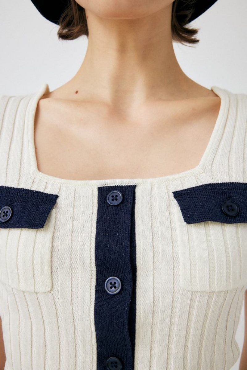 Dámské Svetry Moussy Front Button Knit Top Bílé | XEL7051YV