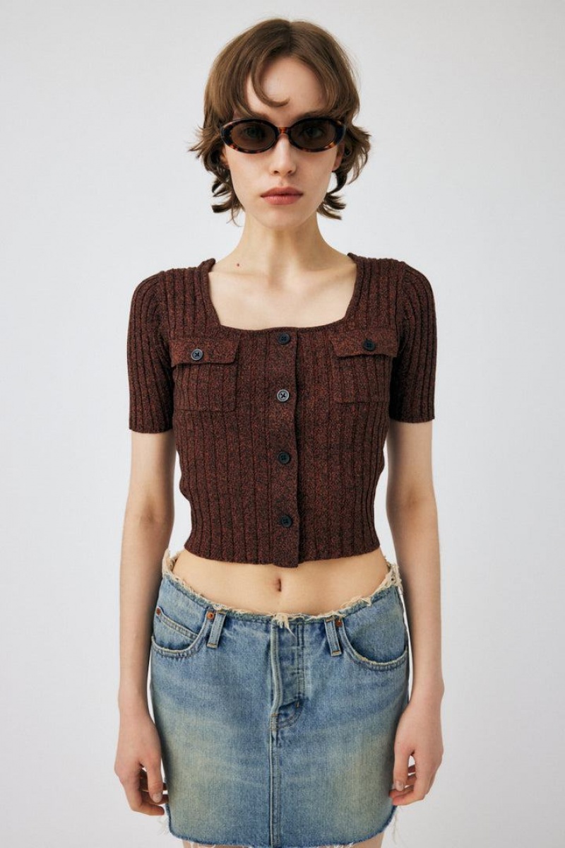 Dámské Svetry Moussy Front Button Knit Top Tmavě Hnědé | XNE9381LC