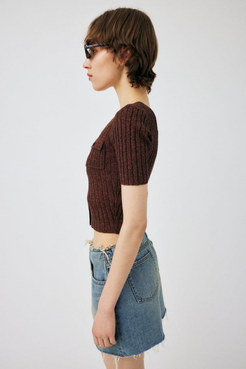 Dámské Svetry Moussy Front Button Knit Top Tmavě Hnědé | XNE9381LC