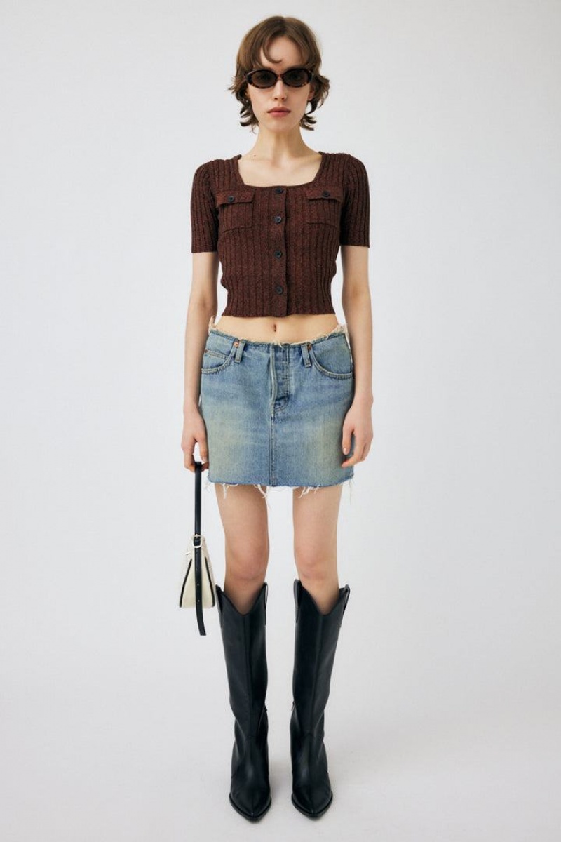 Dámské Svetry Moussy Front Button Knit Top Tmavě Hnědé | XNE9381LC