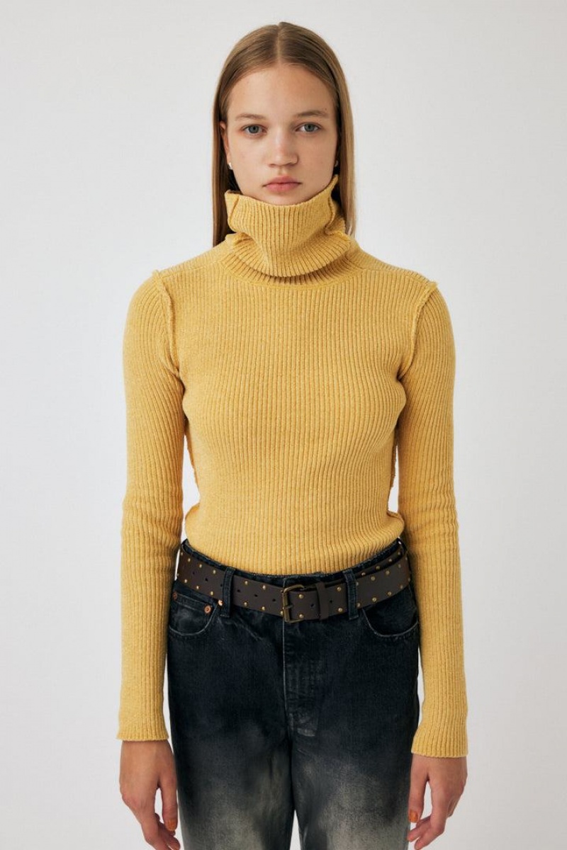 Dámské Svetry Moussy High Neck Rib Knit Žluté | OLZ2174OX