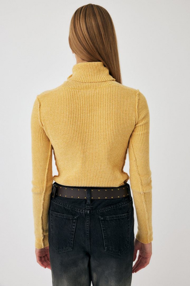 Dámské Svetry Moussy High Neck Rib Knit Žluté | OLZ2174OX