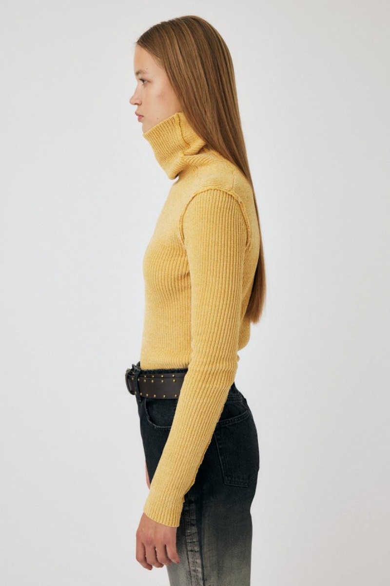 Dámské Svetry Moussy High Neck Rib Knit Žluté | OLZ2174OX