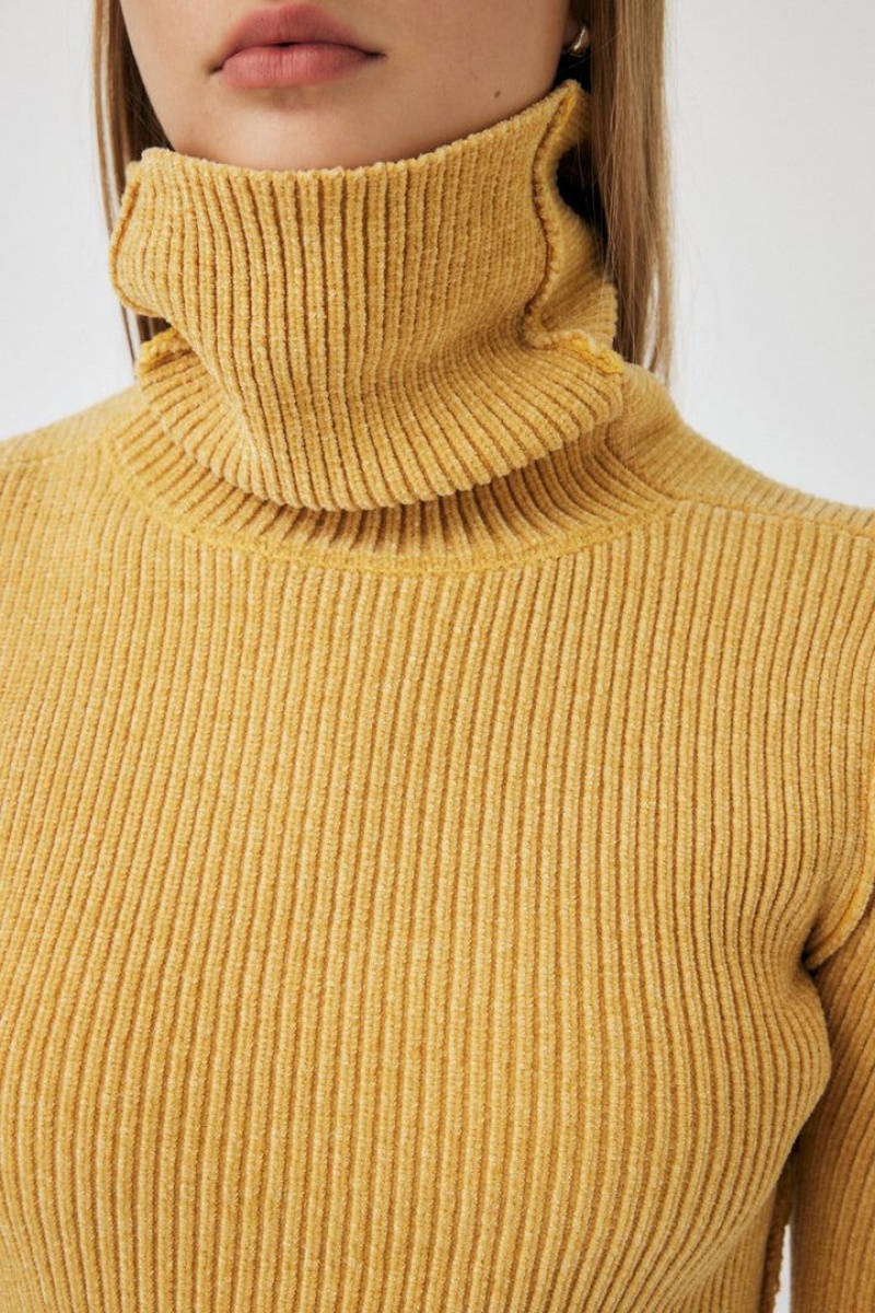 Dámské Svetry Moussy High Neck Rib Knit Žluté | OLZ2174OX