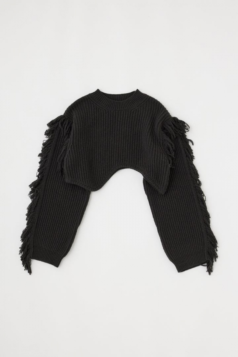 Dámské Svetry Moussy Irregular Hem Cropped Knit Černé Šedé | EMJ8295VV