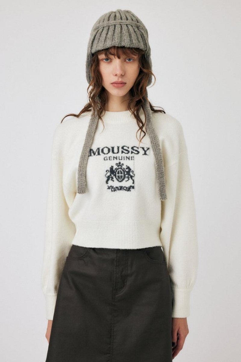 Dámské Svetry Moussy Jacquard Knit Top Bílé | IKO1092KX