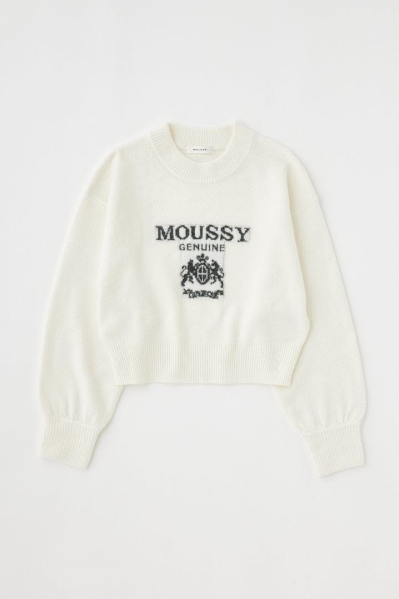 Dámské Svetry Moussy Jacquard Knit Top Bílé | IKO1092KX