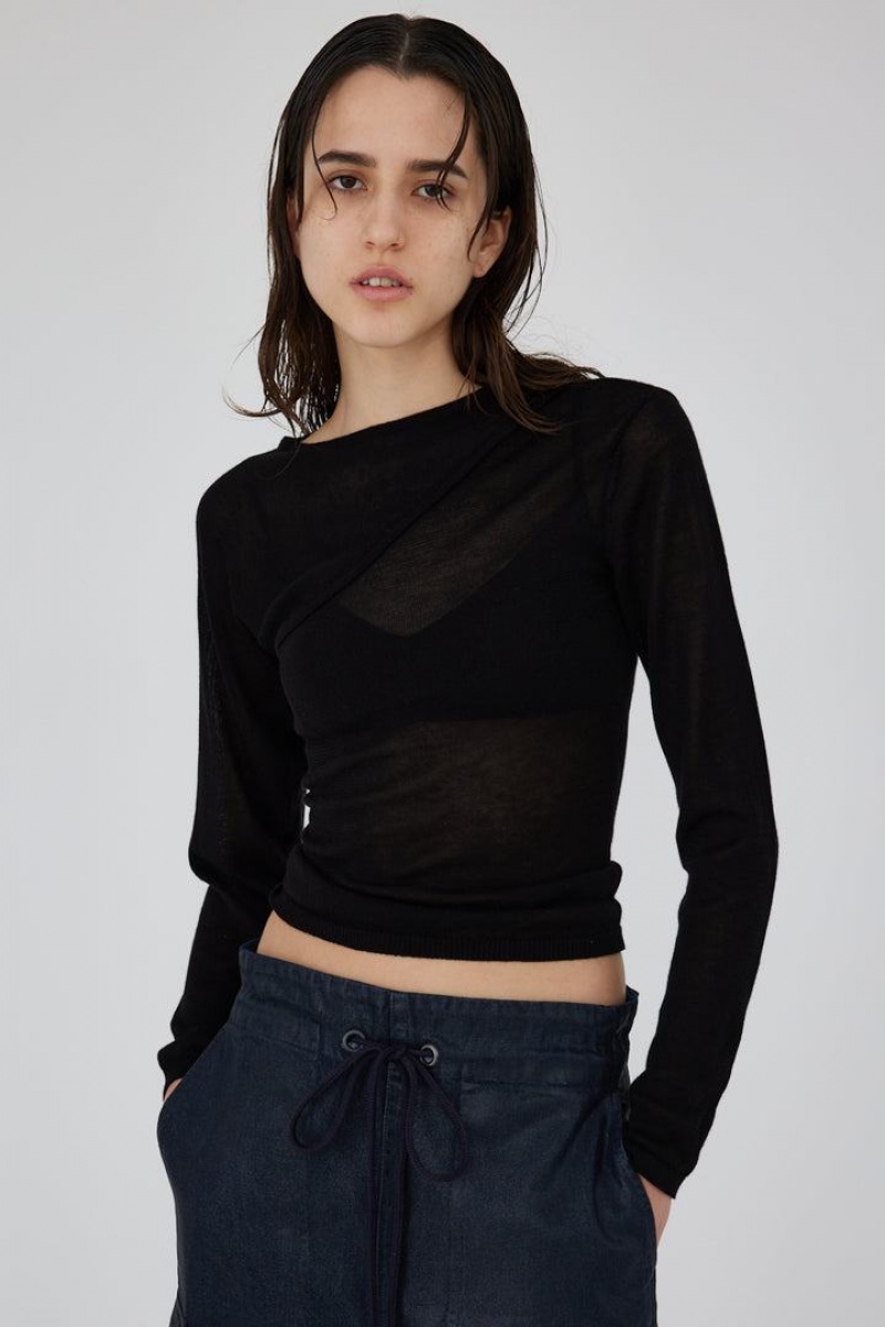 Dámské Svetry Moussy Layered Knit Top Černé | JDR6728ME