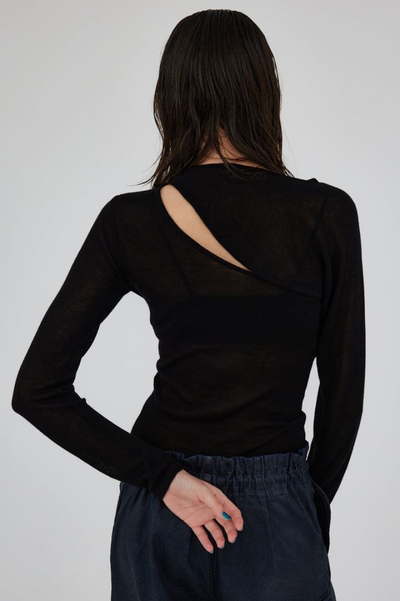 Dámské Svetry Moussy Layered Knit Top Černé | JDR6728ME