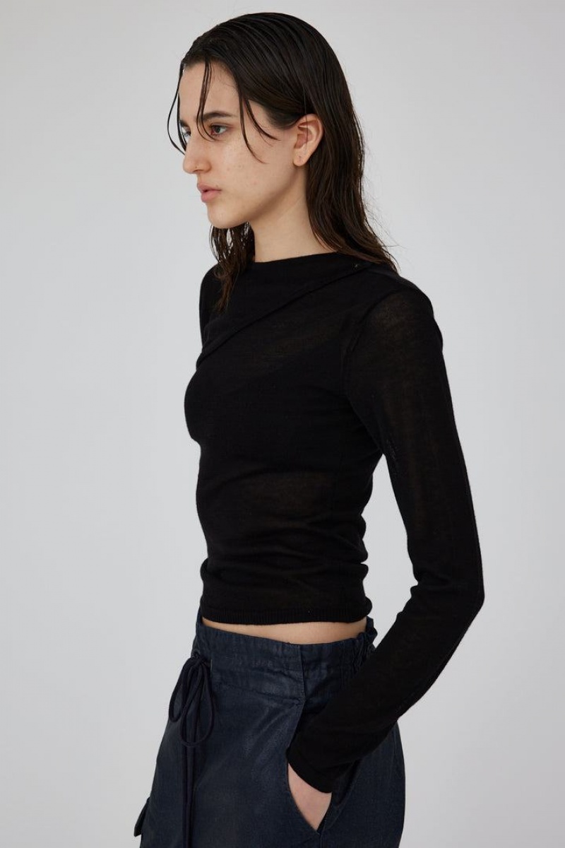 Dámské Svetry Moussy Layered Knit Top Černé | JDR6728ME