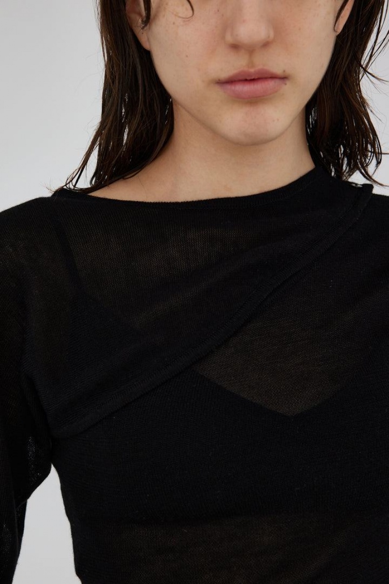 Dámské Svetry Moussy Layered Knit Top Černé | JDR6728ME