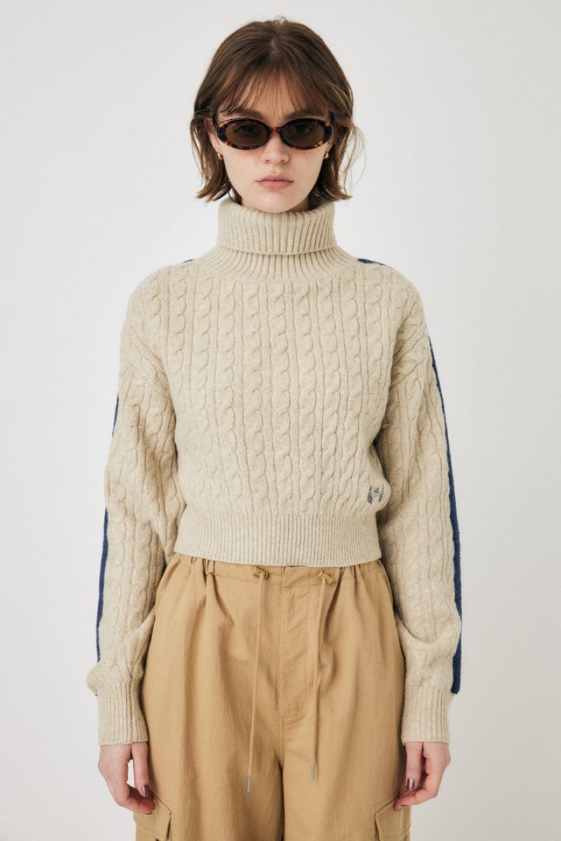 Dámské Svetry Moussy Line Sleeve Cable Knit Top Bílé | IFT4823HN