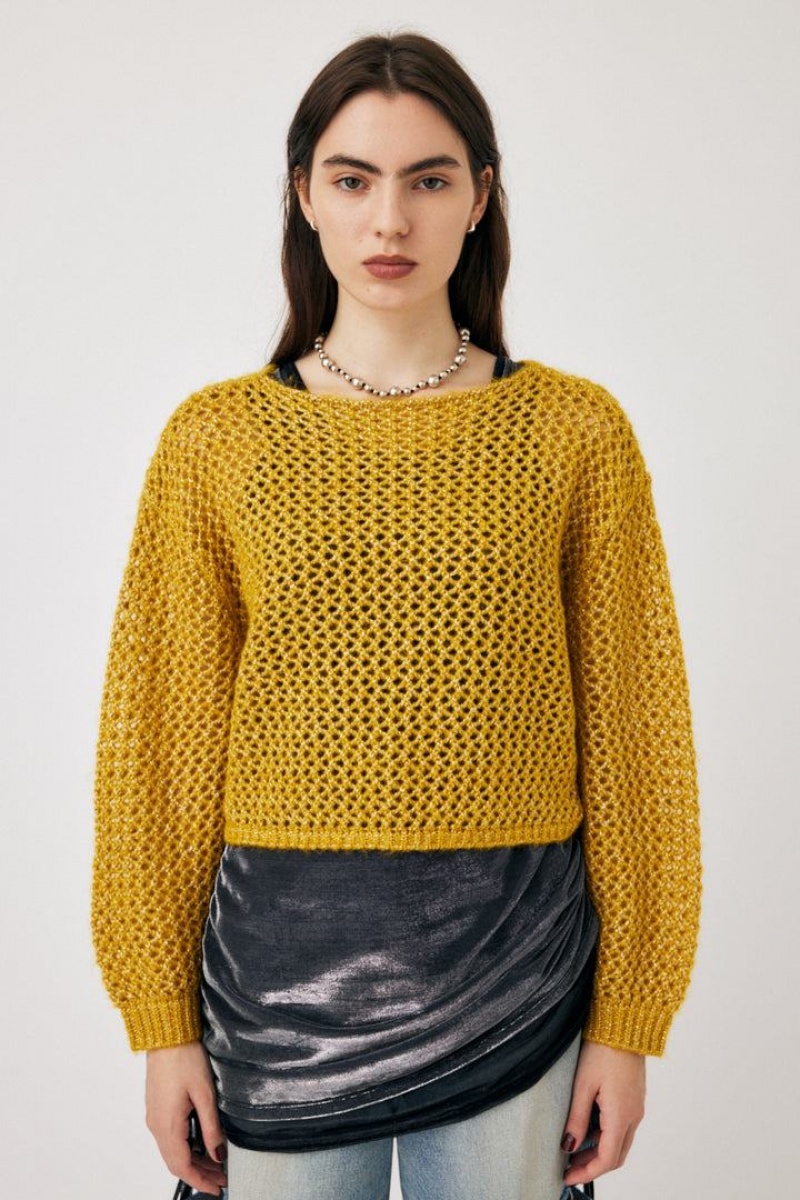 Dámské Svetry Moussy Lurex Mesh Knit Žluté | BRM3836WK