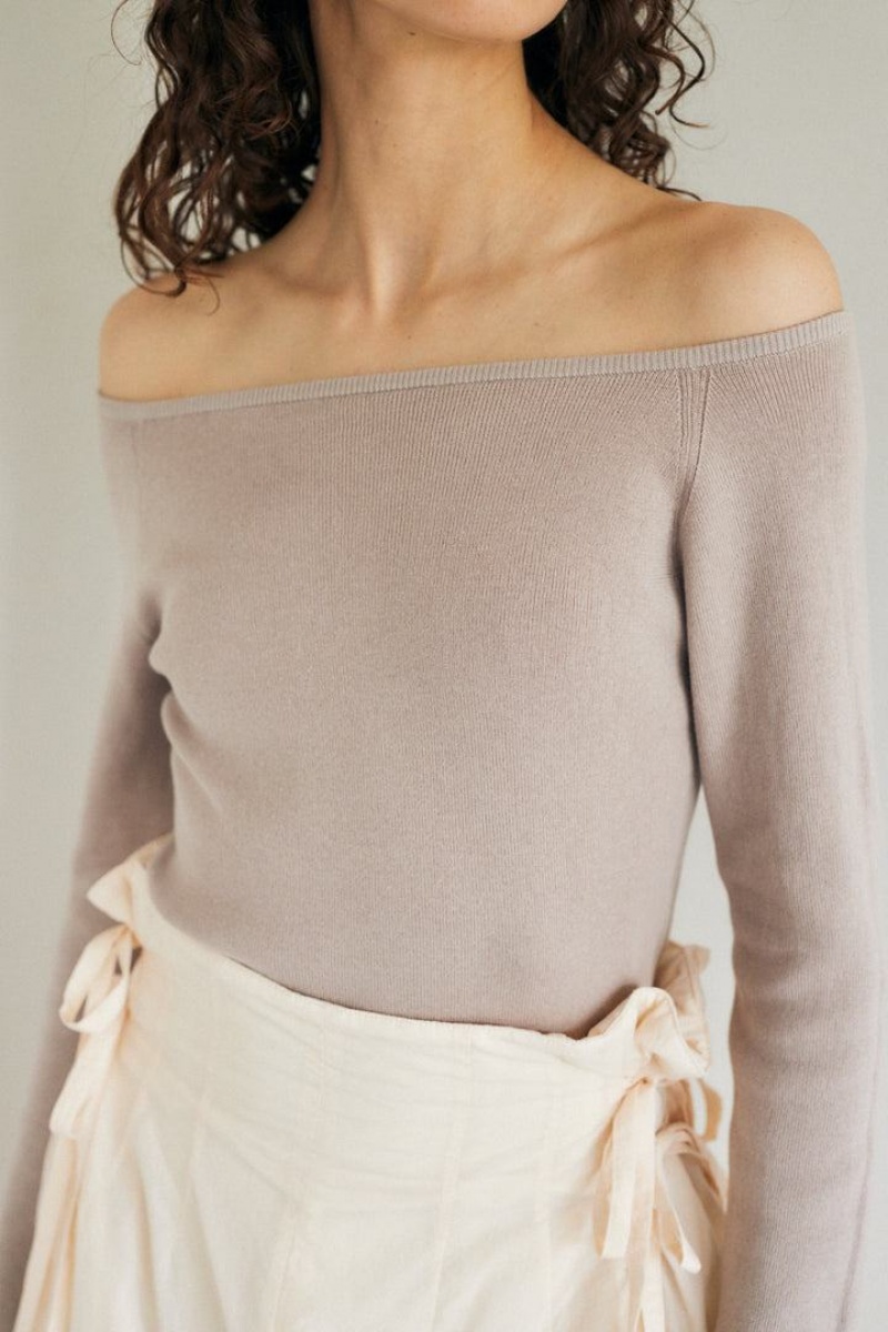 Dámské Svetry Moussy Off Shoulder Knit Šedé | YXN7677CC