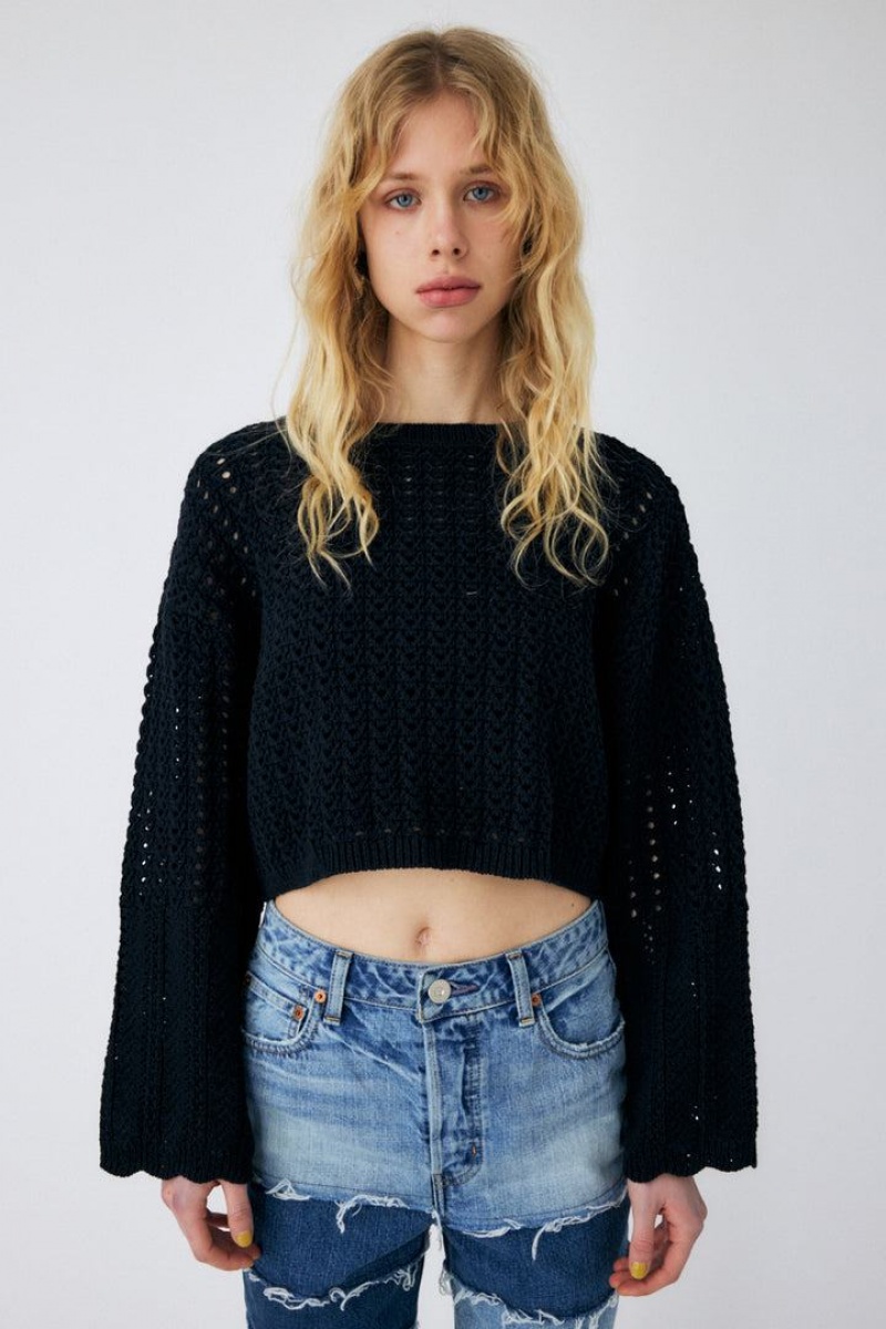 Dámské Svetry Moussy Open Stitch Knit Černé | KTZ763PQ