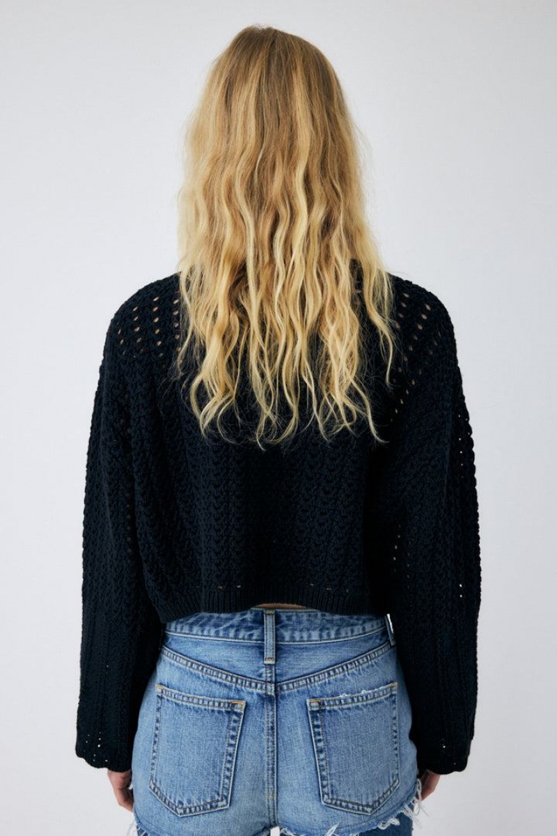 Dámské Svetry Moussy Open Stitch Knit Černé | KTZ763PQ