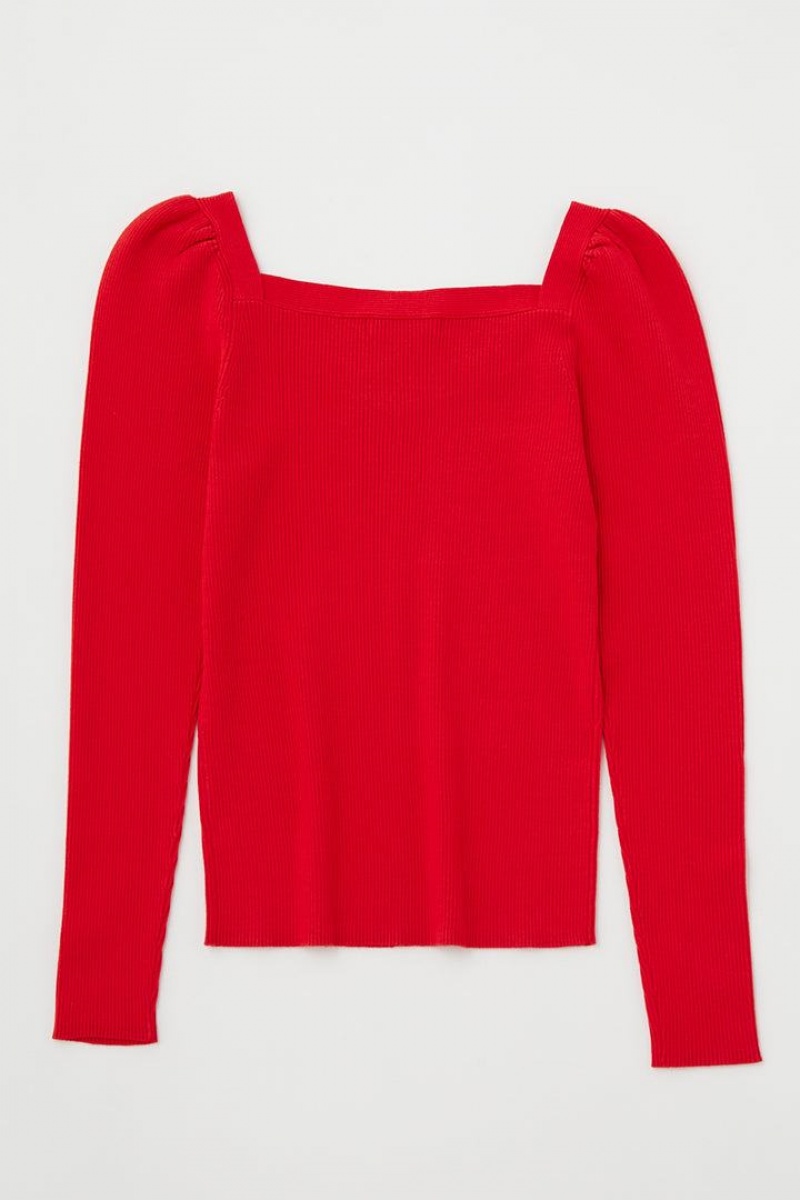 Dámské Svetry Moussy Puff Shoulder Knit Top Červené | YGG6385GM