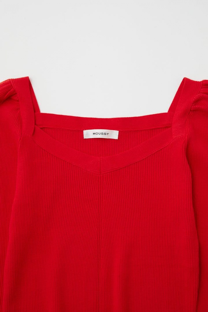 Dámské Svetry Moussy Puff Shoulder Knit Top Červené | YGG6385GM