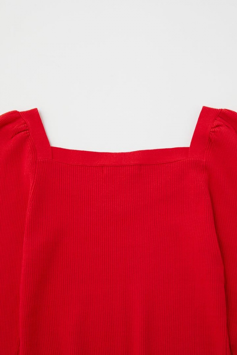 Dámské Svetry Moussy Puff Shoulder Knit Top Červené | YGG6385GM