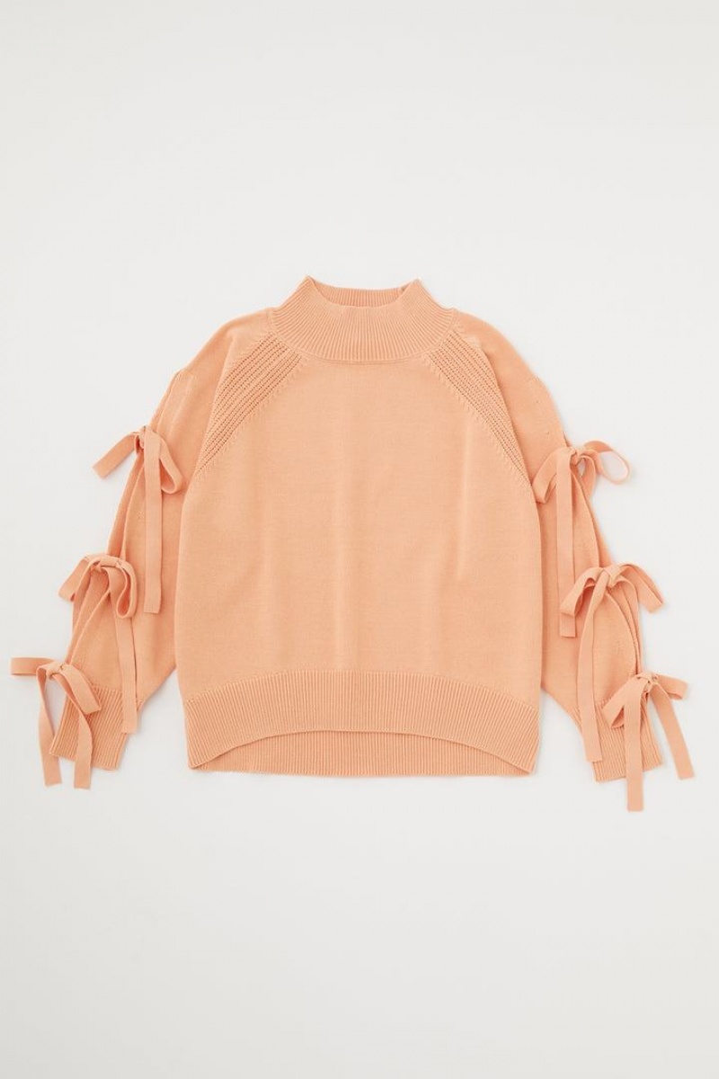 Dámské Svetry Moussy Ribbon Sleeve Loose Knit Světle Oranžové | QLO7853UX