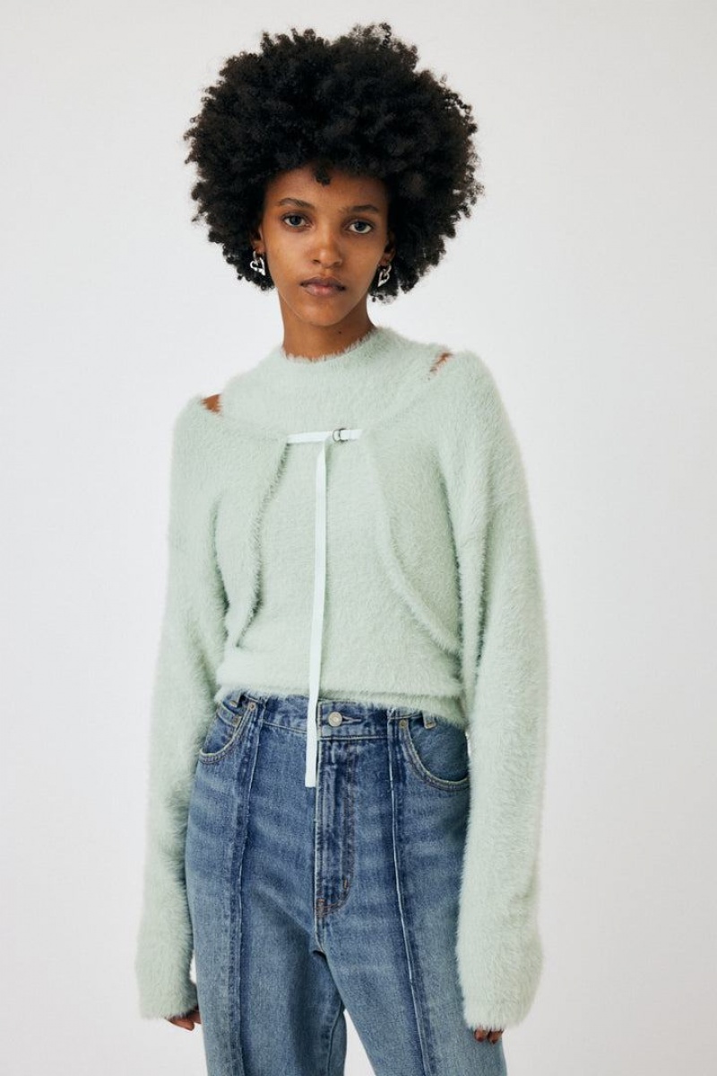 Dámské Svetry Moussy Shaggy Knit Bolero Světle Zelene | YDQ8959IX