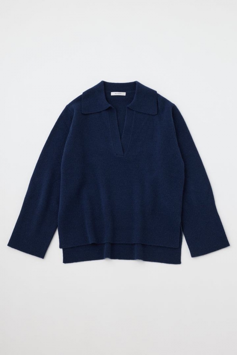 Dámské Svetry Moussy Skipper Vlna Knit Tmavě Tmavě Blankyt | CUD4675HK