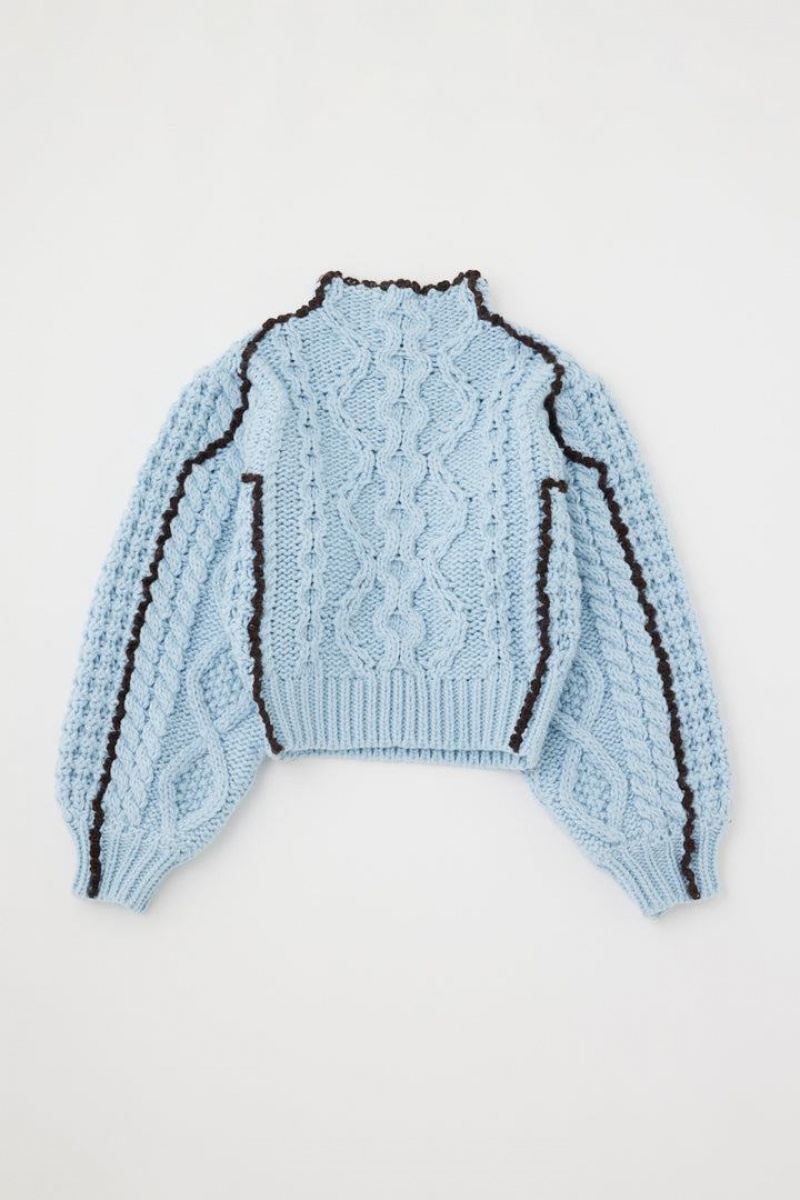 Dámské Svetry Moussy Stitch Cable Knit Top Světle Blankyt | IAH9340RF