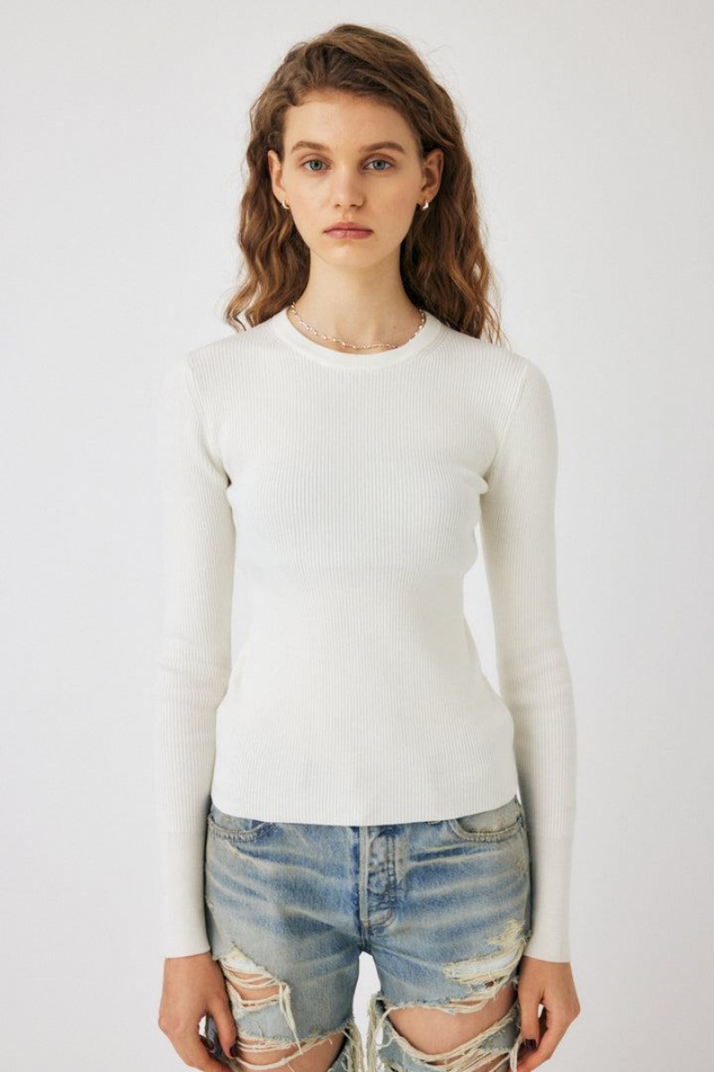 Dámské Svetry Moussy Washable Crewneck Knit Bílé | XQH1379WA