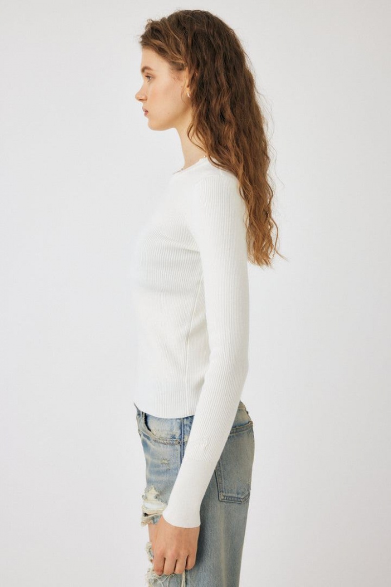 Dámské Svetry Moussy Washable Crewneck Knit Bílé | XQH1379WA