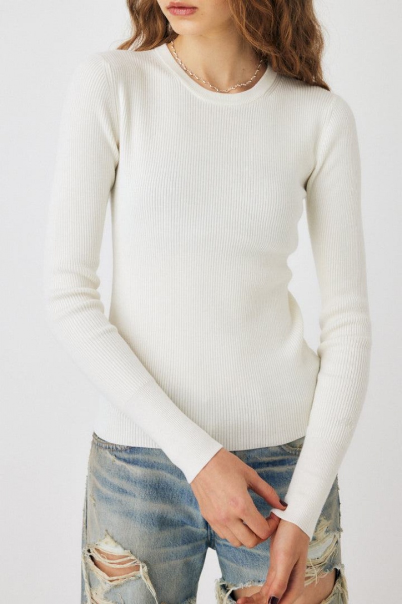 Dámské Svetry Moussy Washable Crewneck Knit Bílé | XQH1379WA