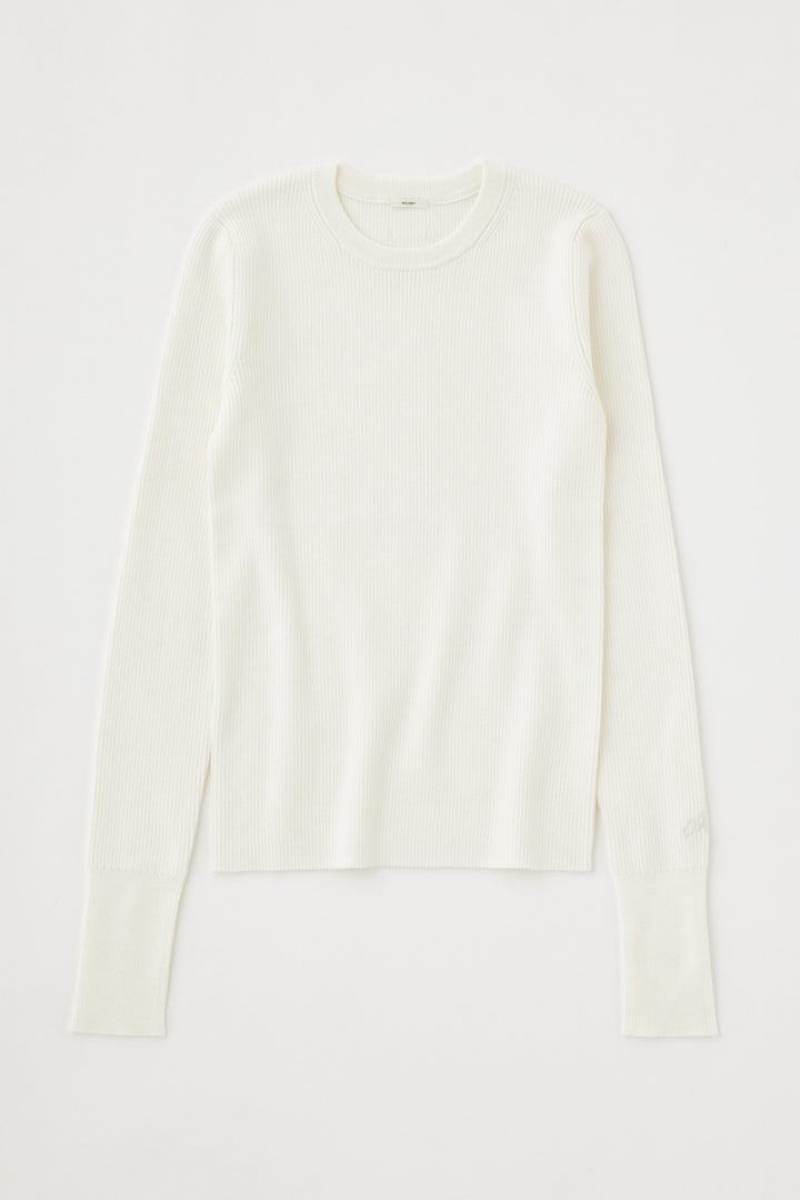 Dámské Svetry Moussy Washable Crewneck Knit Bílé | XQH1379WA