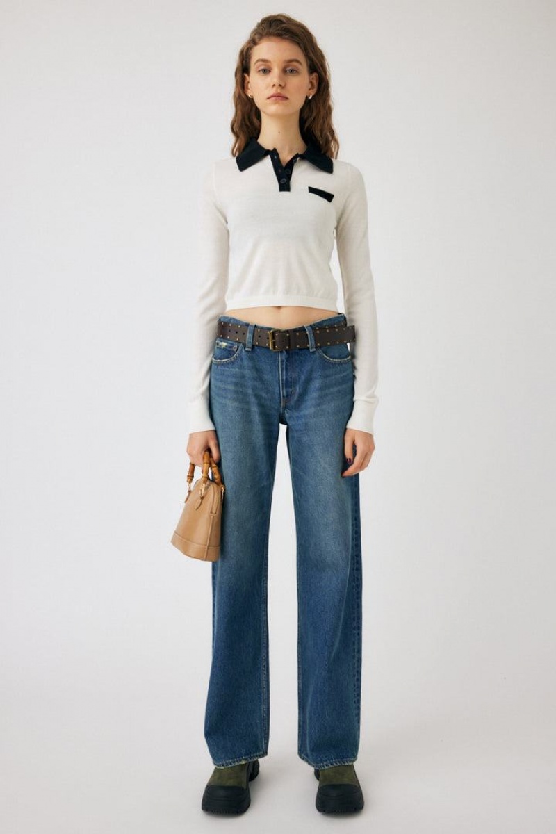 Dámské Svetry Moussy Washable Polo Knit Bílé | UBK2237JW