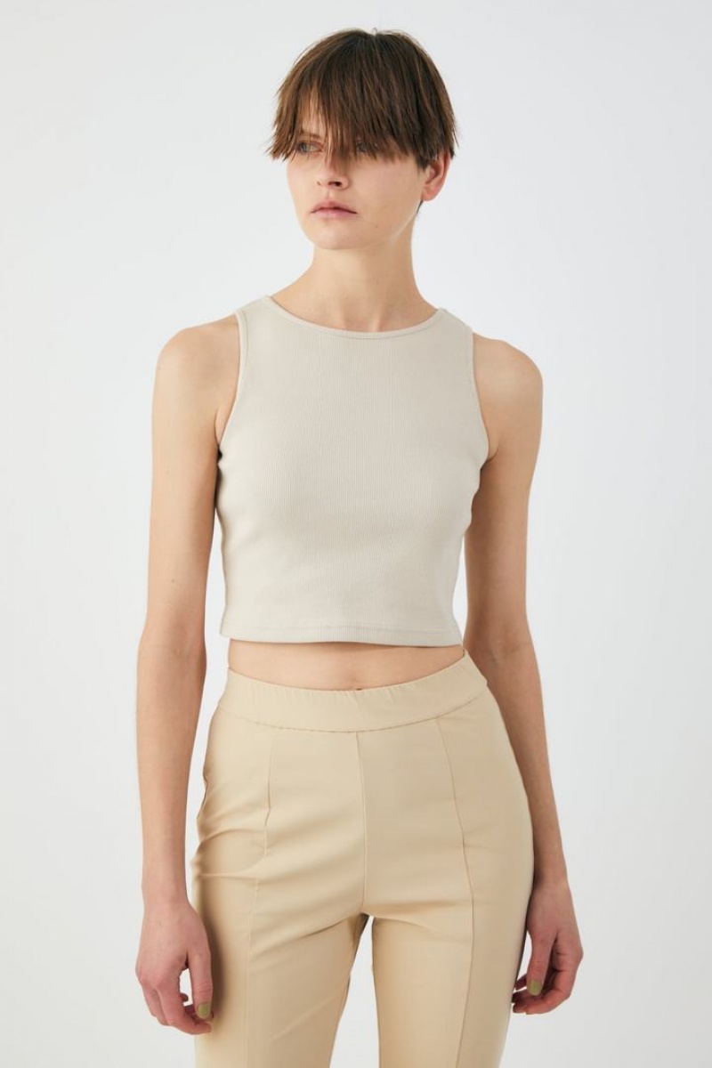 Dámské Tílko Moussy Cropped Hnědožlutý | NPD6954HT