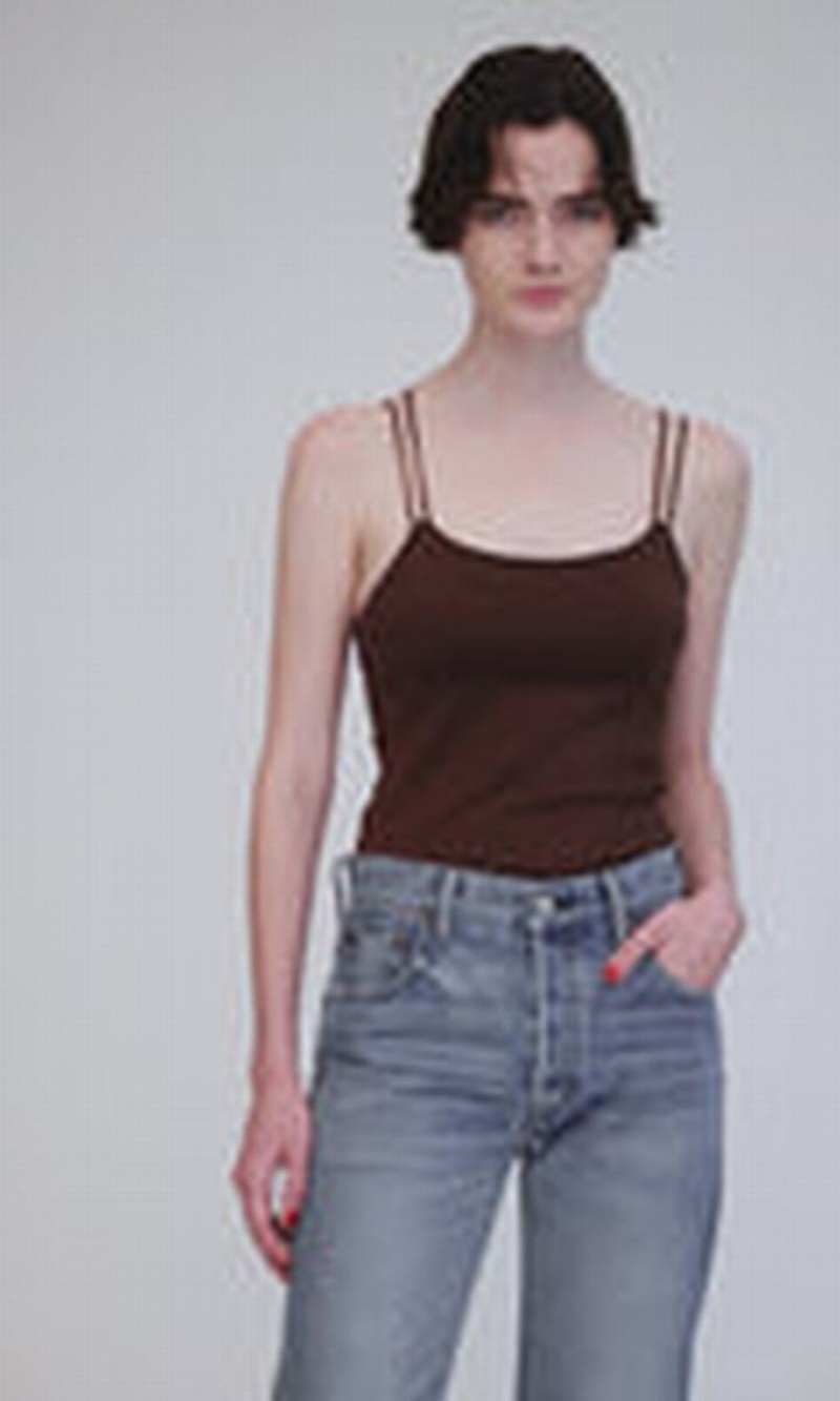 Dámské Tílko Moussy Cut Off Camisole Hnědé | HXK3246ZS