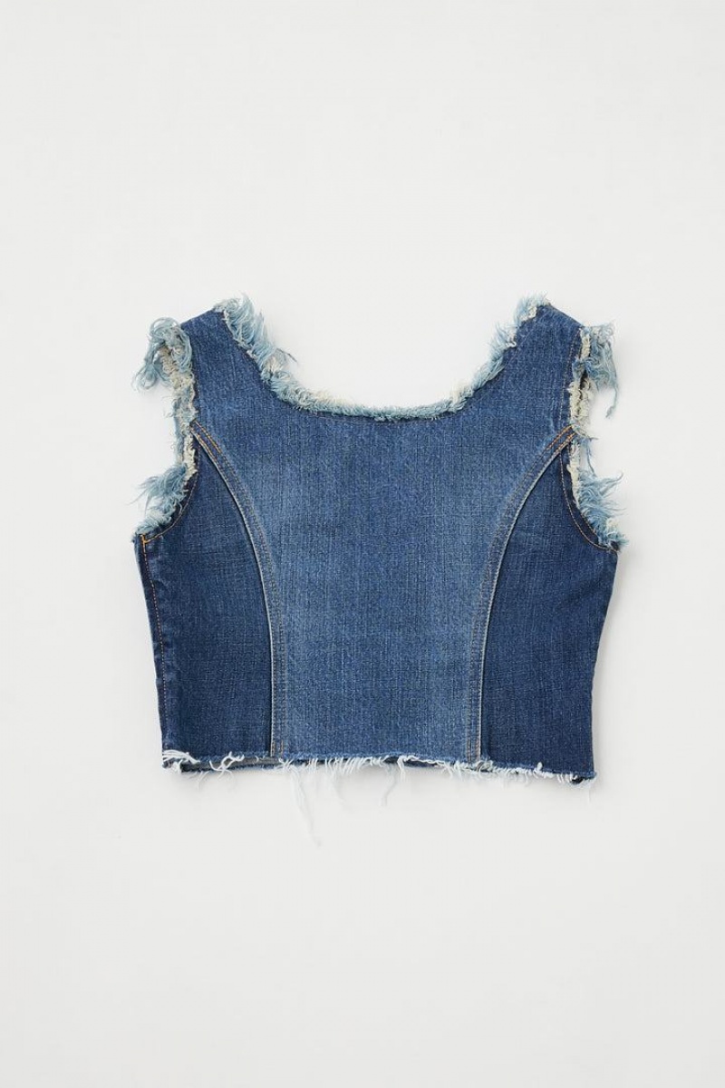 Dámské Tílko Moussy Panel Denim Sleevelesss Blankyt | EEV4325BN