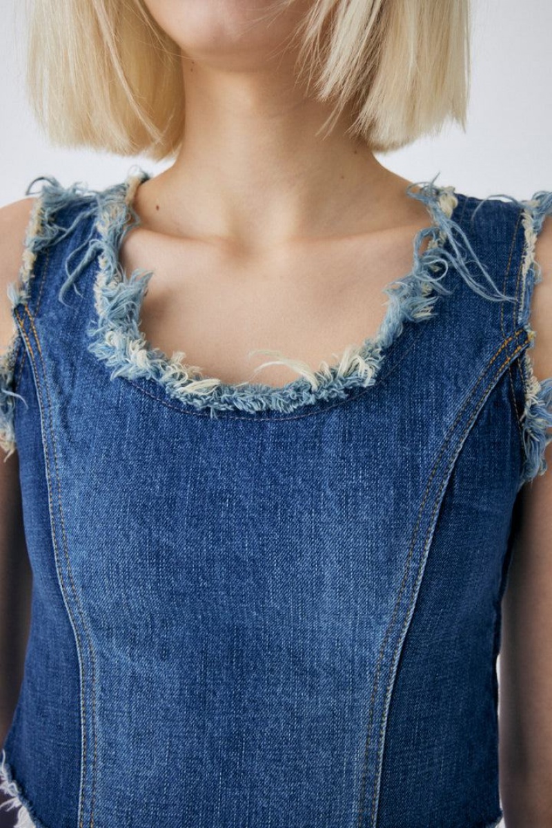 Dámské Tílko Moussy Panel Denim Sleevelesss Blankyt | EEV4325BN