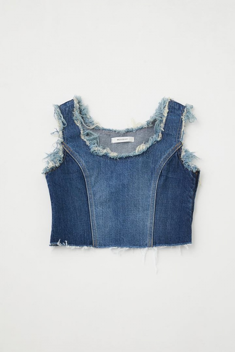 Dámské Tílko Moussy Panel Denim Sleevelesss Blankyt | EEV4325BN