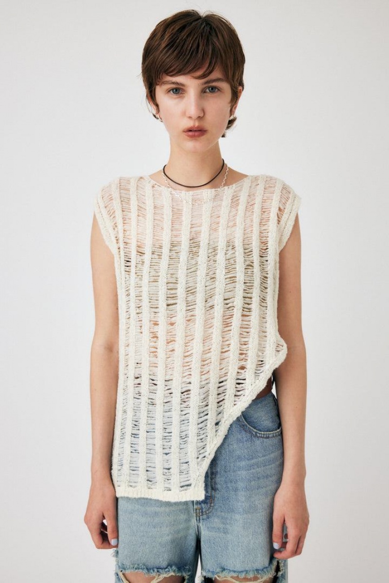 Dámské Tílko Moussy Tape Yarn Knit Bílé | CQV7453UM