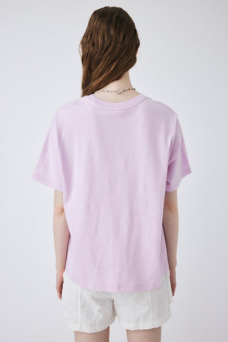 Dámské Tričko Moussy Classic Embroidery Tee Světle Fialové | DHE2244QV