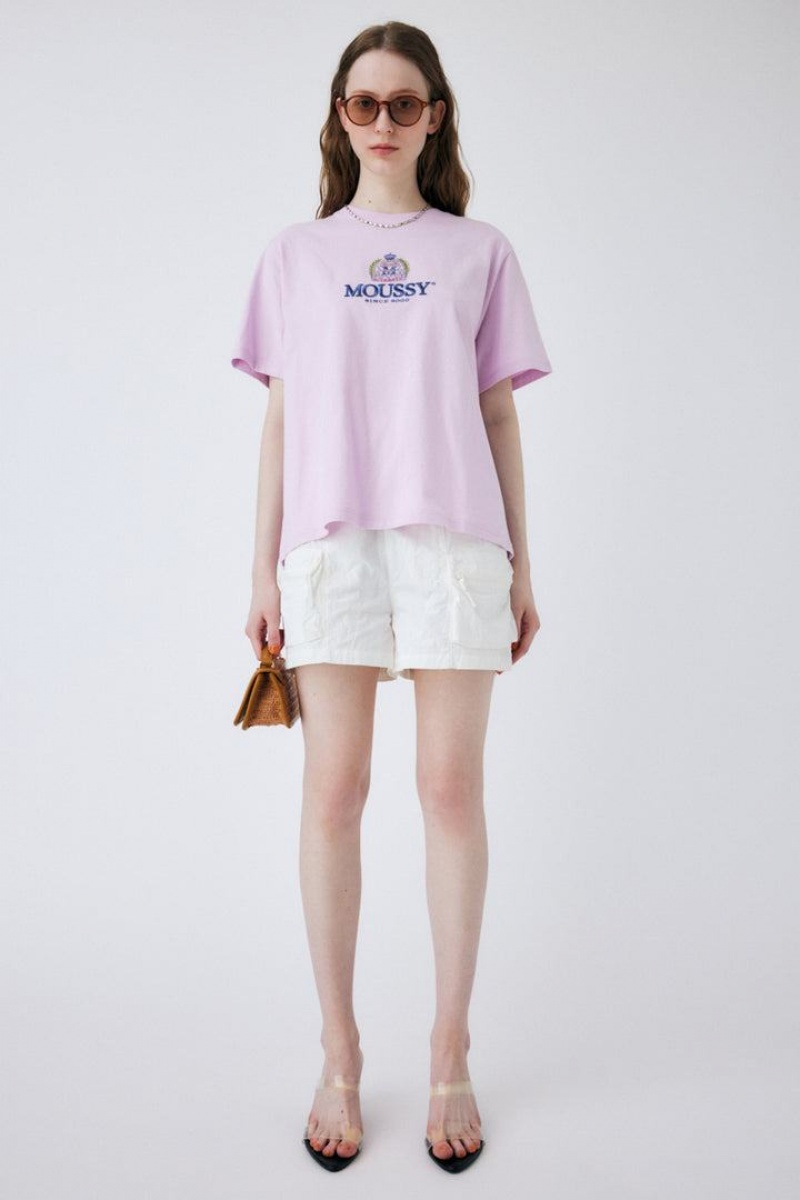 Dámské Tričko Moussy Classic Embroidery Tee Světle Fialové | DHE2244QV