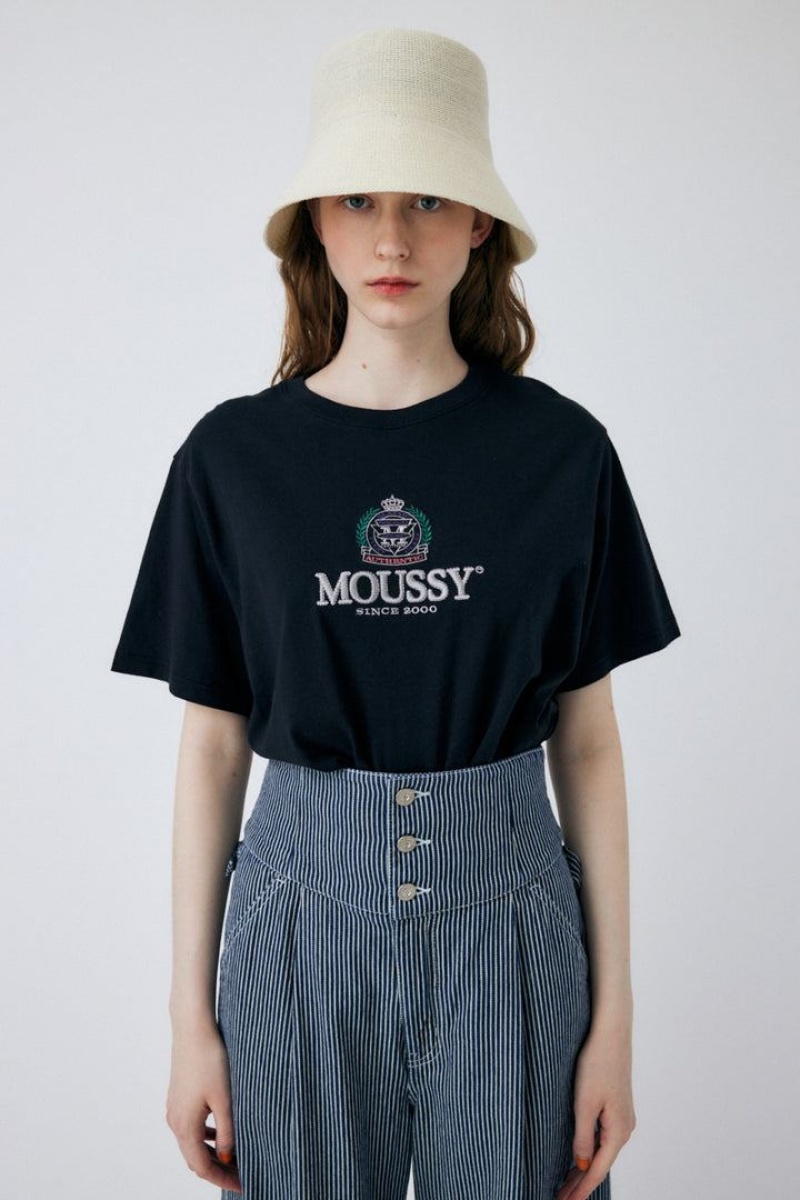 Dámské Tričko Moussy Classic Embroidery Tee Světle Černé | SHX379QS