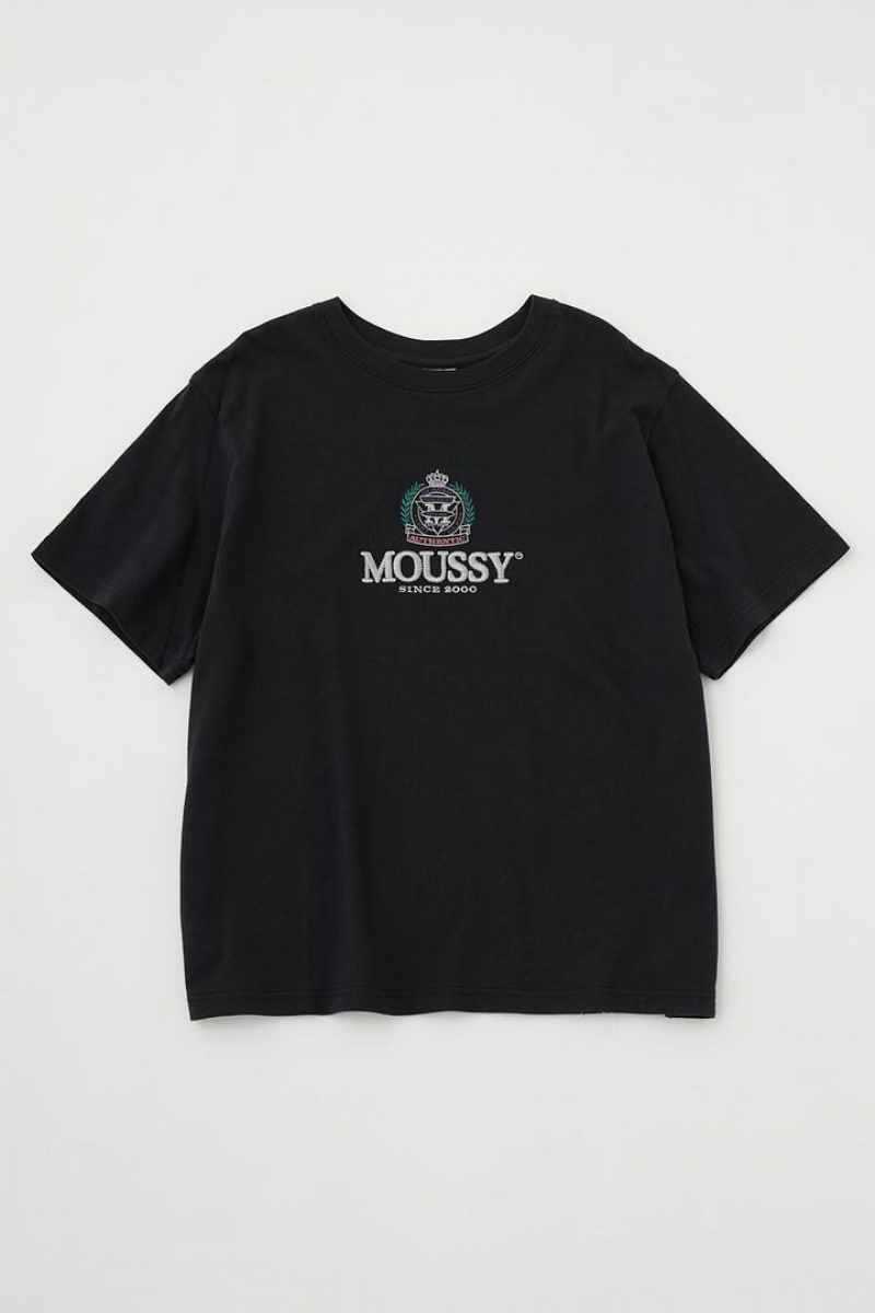 Dámské Tričko Moussy Classic Embroidery Tee Světle Černé | SHX379QS