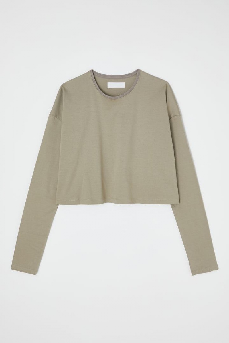 Dámské Tričko Moussy Cropped Long Sleeve Tee Hnědožlutý | GGQ251QZ